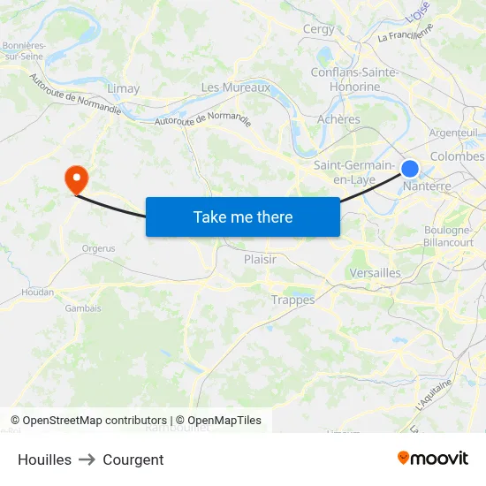 Houilles to Courgent map