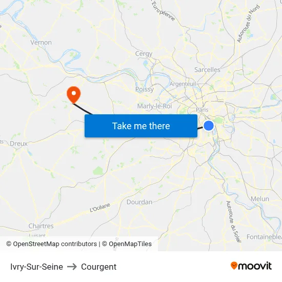 Ivry-Sur-Seine to Courgent map