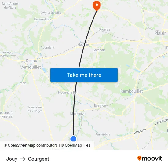 Jouy to Courgent map