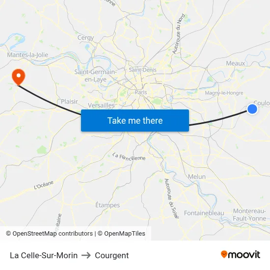 La Celle-Sur-Morin to Courgent map