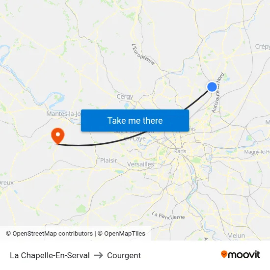 La Chapelle-En-Serval to Courgent map