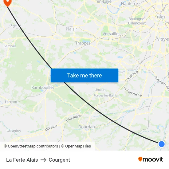 La Ferte-Alais to Courgent map