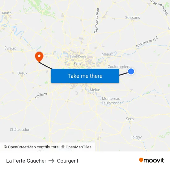 La Ferte-Gaucher to Courgent map