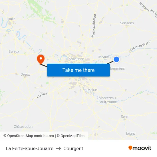 La Ferte-Sous-Jouarre to Courgent map
