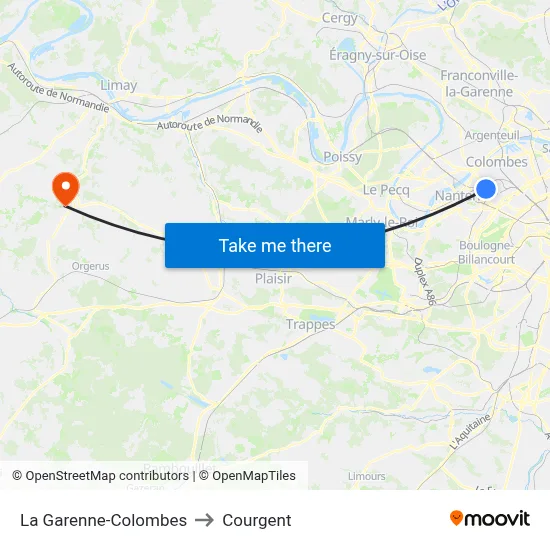 La Garenne-Colombes to Courgent map