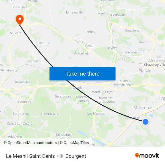 Le Mesnil-Saint-Denis to Courgent map