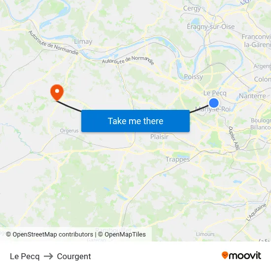 Le Pecq to Courgent map