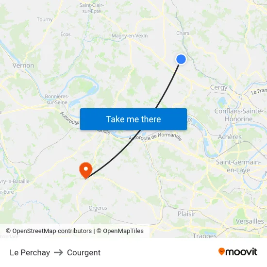 Le Perchay to Courgent map