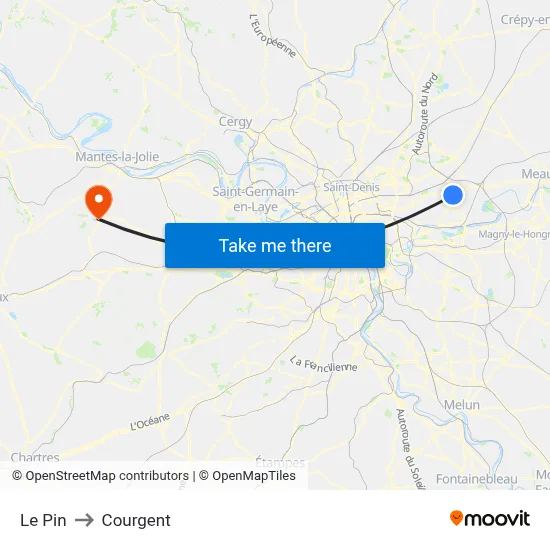 Le Pin to Courgent map