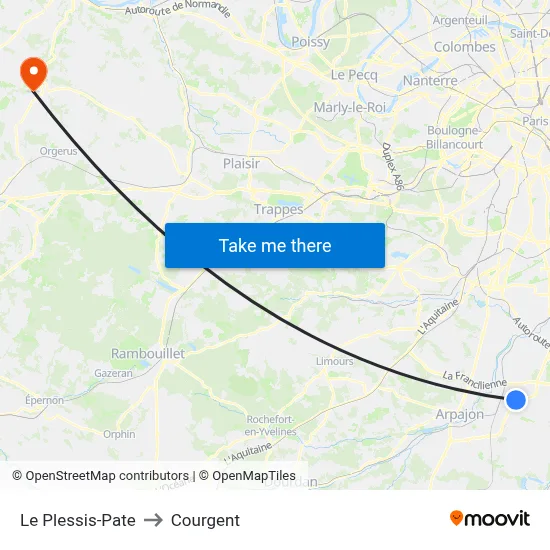 Le Plessis-Pate to Courgent map