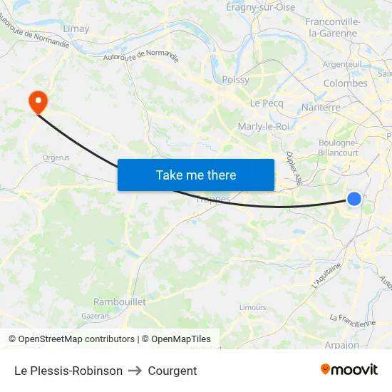 Le Plessis-Robinson to Courgent map