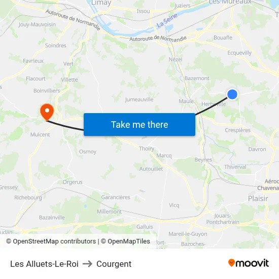 Les Alluets-Le-Roi to Courgent map