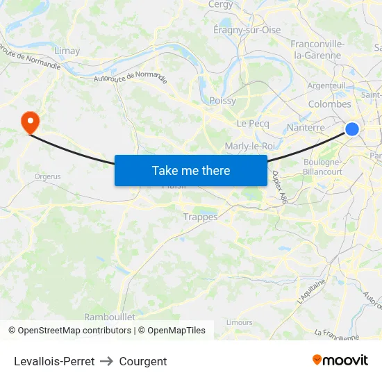 Levallois-Perret to Courgent map