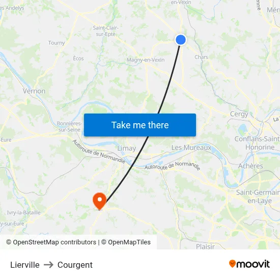 Lierville to Courgent map