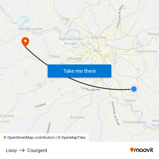 Lissy to Courgent map