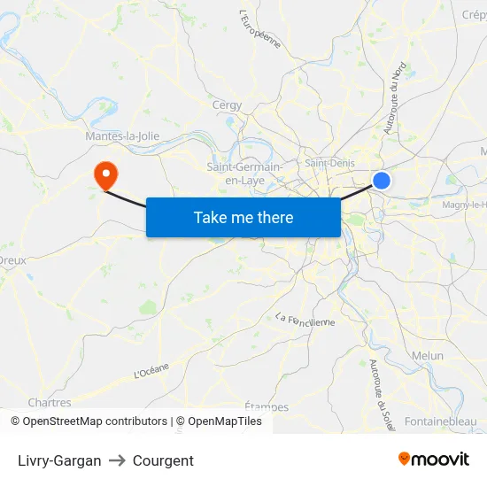 Livry-Gargan to Courgent map