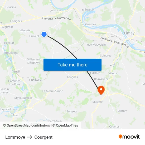 Lommoye to Courgent map
