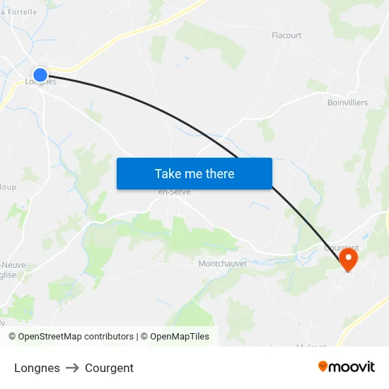 Longnes to Courgent map