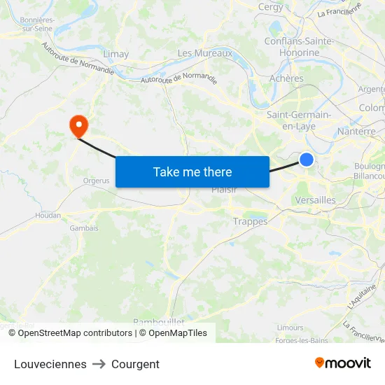 Louveciennes to Courgent map