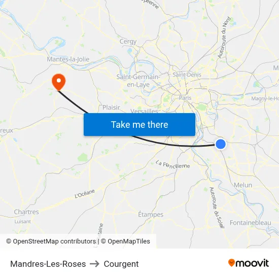 Mandres-Les-Roses to Courgent map