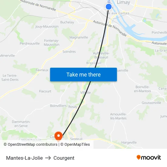 Mantes-La-Jolie to Courgent map