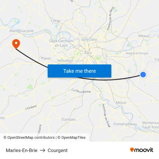 Marles-En-Brie to Courgent map