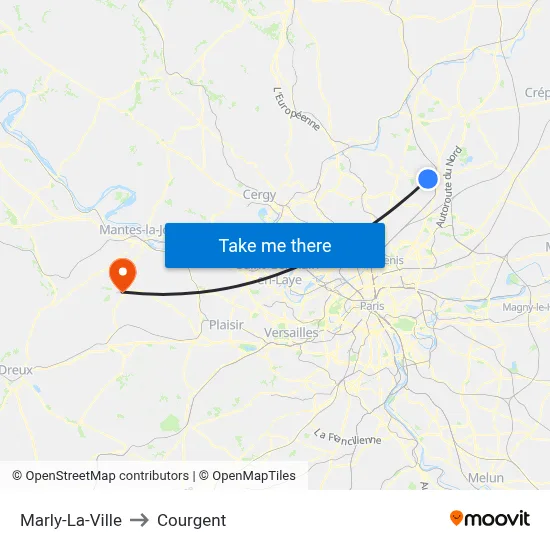 Marly-La-Ville to Courgent map