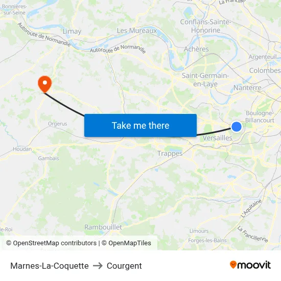 Marnes-La-Coquette to Courgent map