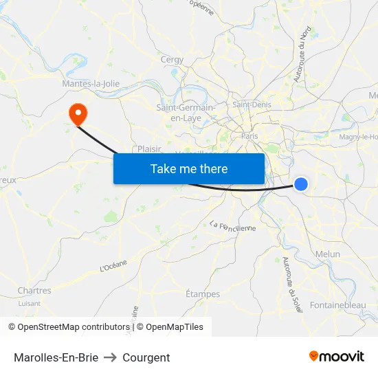 Marolles-En-Brie to Courgent map