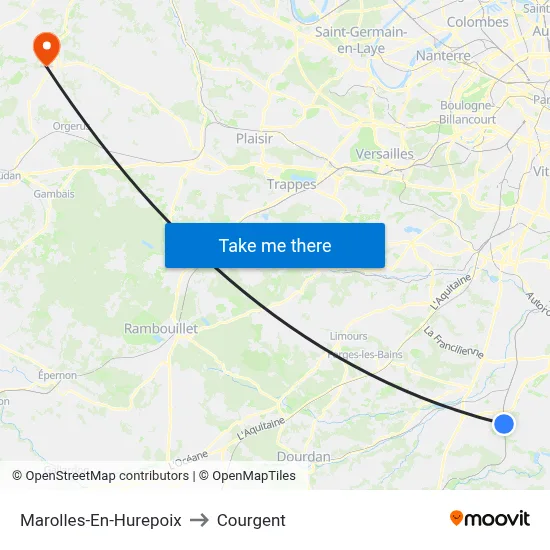 Marolles-En-Hurepoix to Courgent map