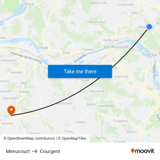 Menucourt to Courgent map