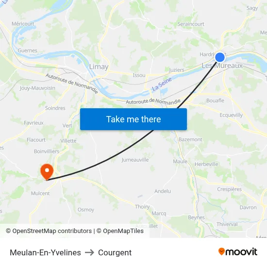 Meulan-En-Yvelines to Courgent map