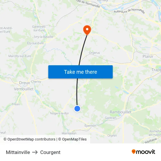 Mittainville to Courgent map