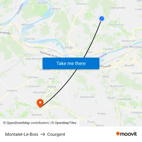 Montalet-Le-Bois to Courgent map