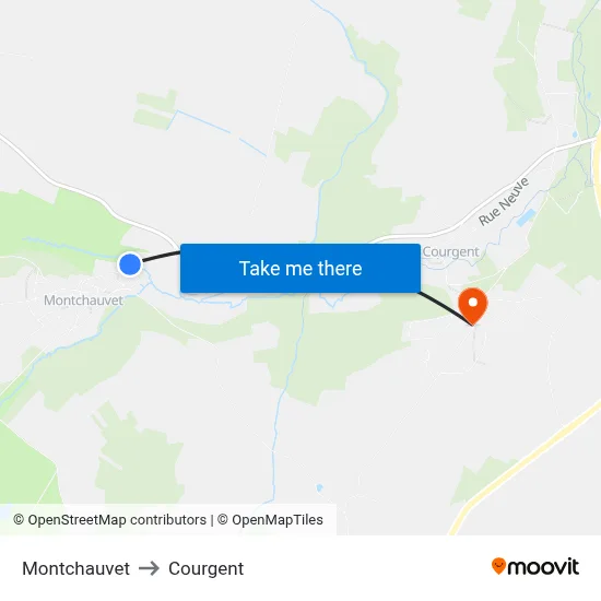Montchauvet to Courgent map