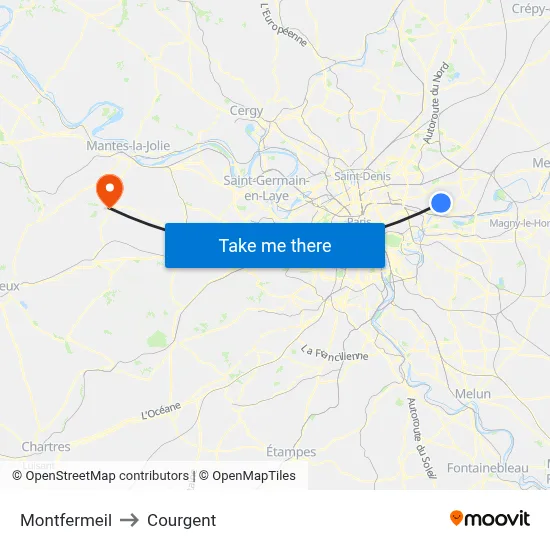 Montfermeil to Courgent map