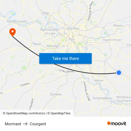 Mormant to Courgent map