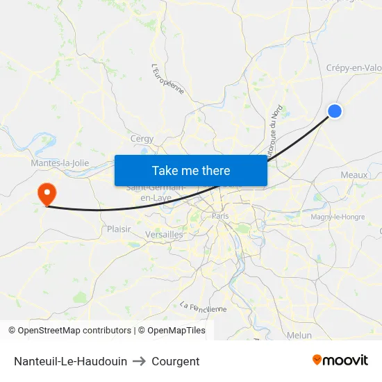 Nanteuil-Le-Haudouin to Courgent map