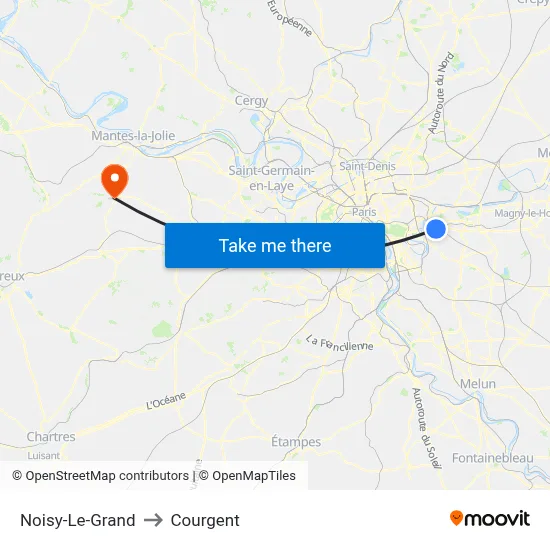 Noisy-Le-Grand to Courgent map