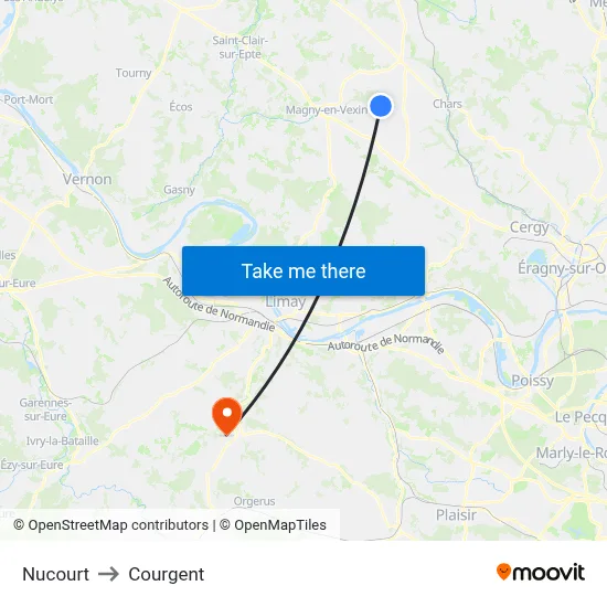 Nucourt to Courgent map