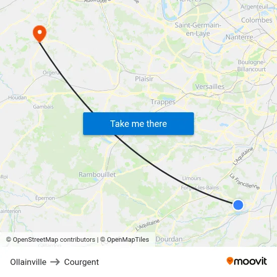 Ollainville to Courgent map