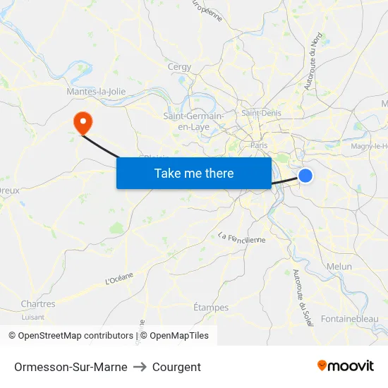 Ormesson-Sur-Marne to Courgent map