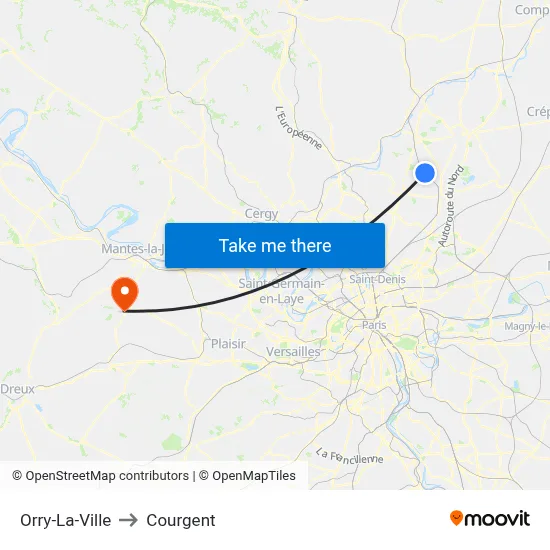 Orry-La-Ville to Courgent map