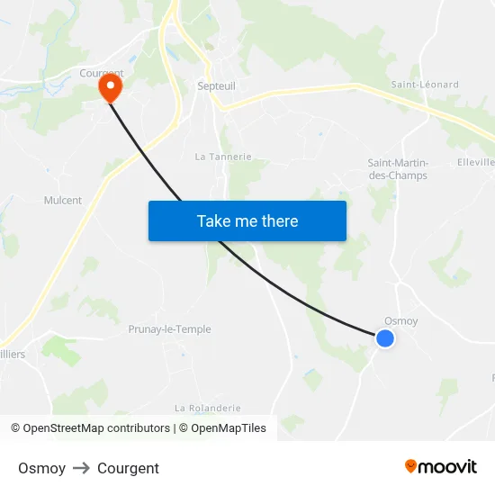 Osmoy to Courgent map