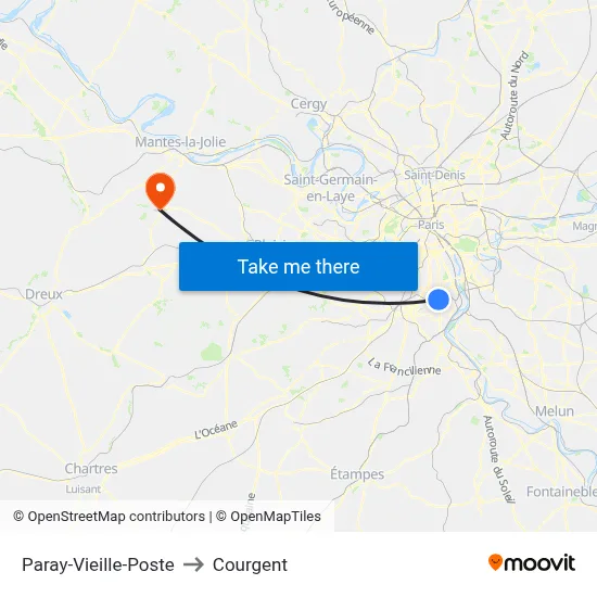 Paray-Vieille-Poste to Courgent map
