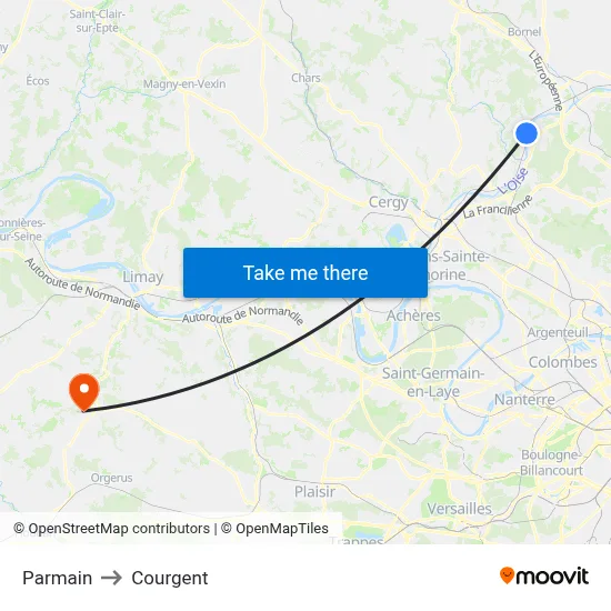 Parmain to Courgent map