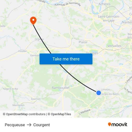 Pecqueuse to Courgent map