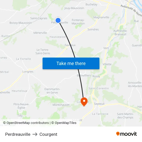 Perdreauville to Courgent map