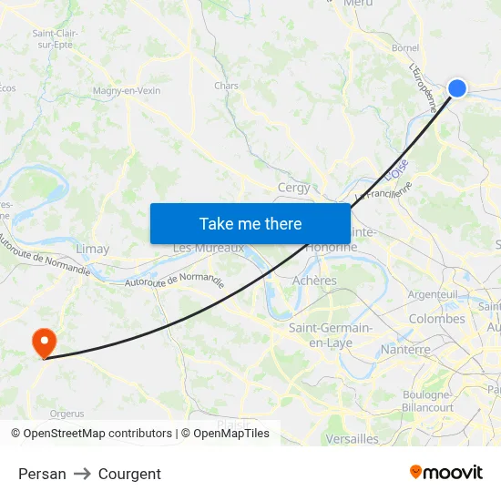 Persan to Courgent map