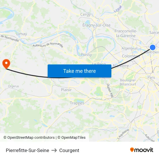 Pierrefitte-Sur-Seine to Courgent map